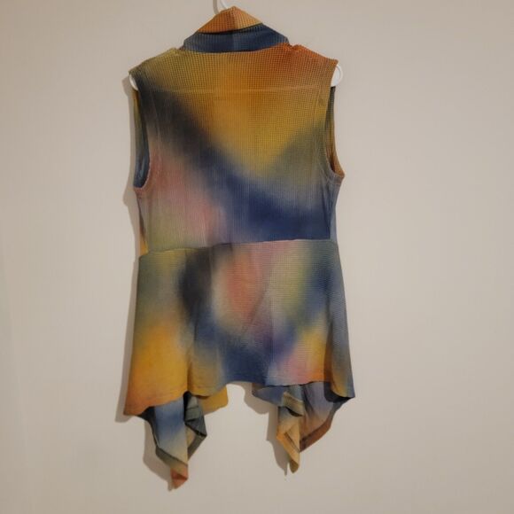 Anea A Womens Waterfall Cardigan Sweater Vest Small Mesh Rainbow Hippie Boho - Picture 2 of 8